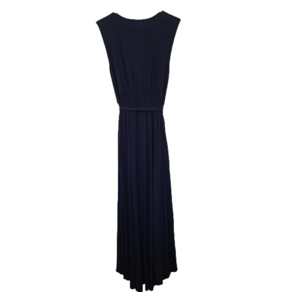 Soma Navy Blue Sleeveless Maxi Dress with Belted Waist & V-Neck - Picture 6 of 8